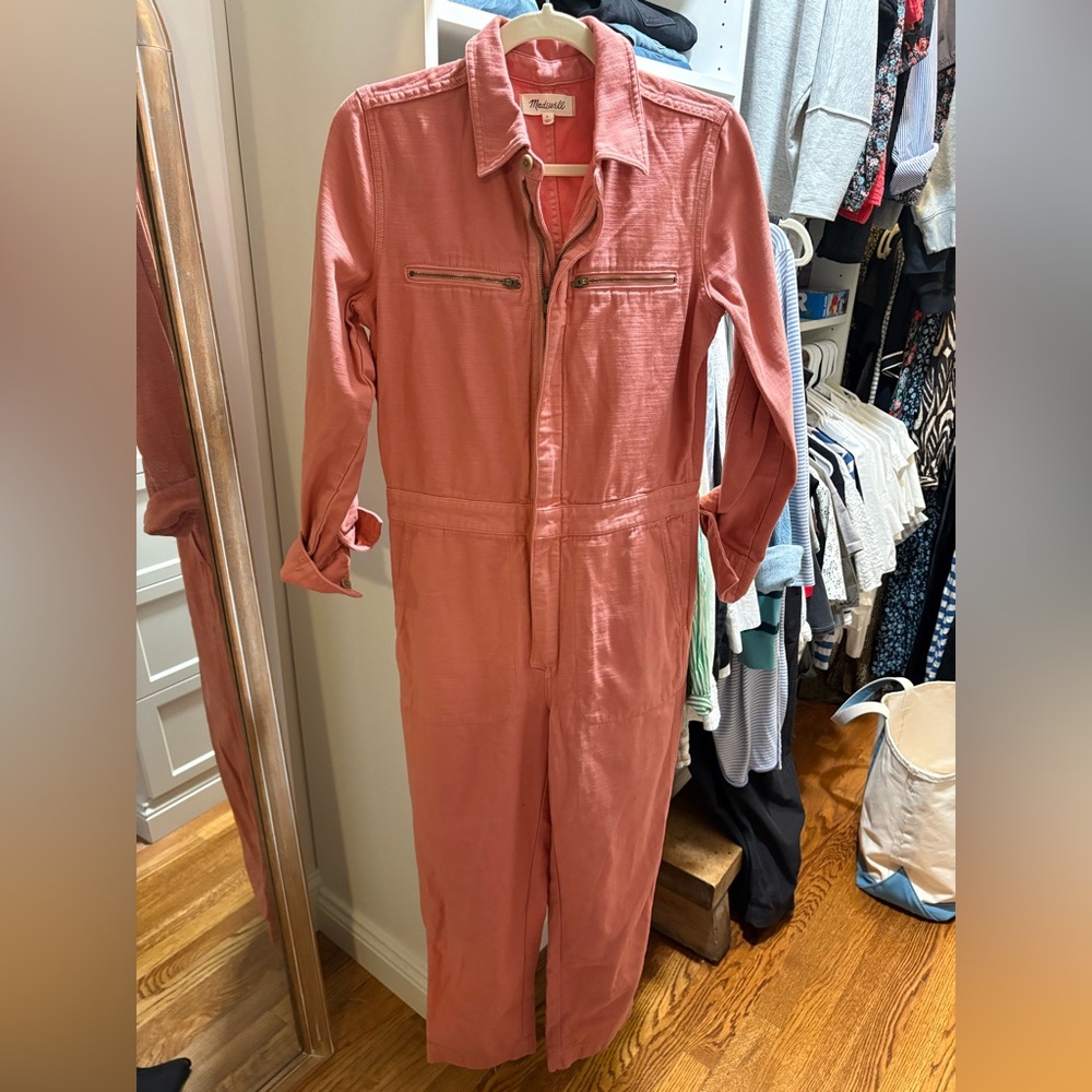 Madewell Pink Jumpsuit with Zipper Details.